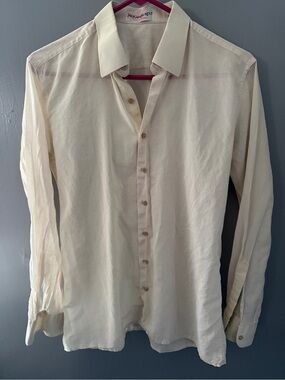 Vintage Yves Saint Laurent Cream Long-Sleeve Dress Shirt